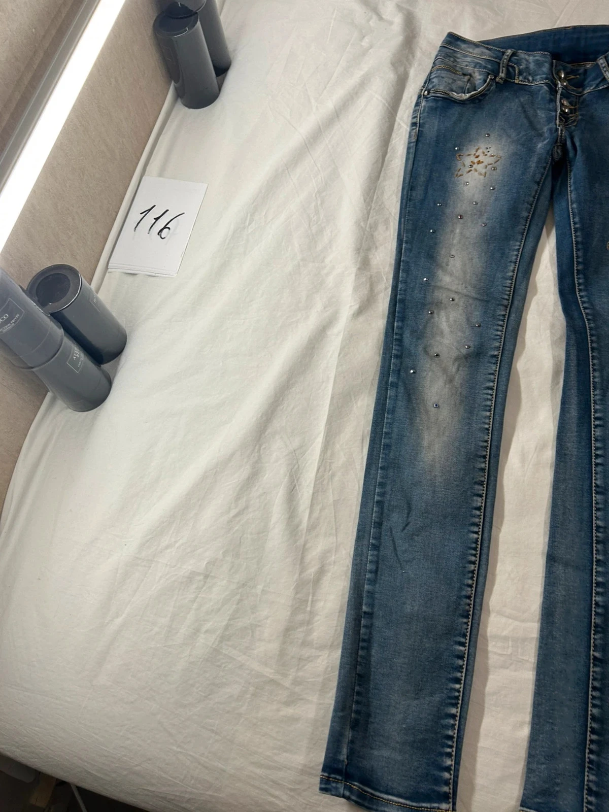 Vintage high-waisted navy blue jeans – photo 3